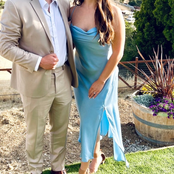 Cowl Dress in Sky Blue- ASTR THE LABEL - Picture 7 of 11